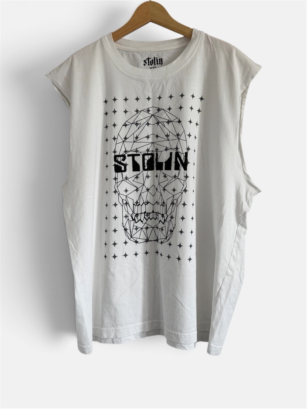 Stoln White Graphic Skull Muscle Tee